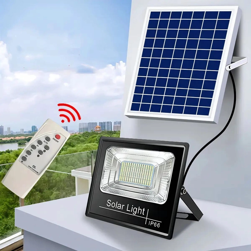 FOCO SOLAR LED BLANCO 100W CON CONTROL REMOTO PARA EXTER - 3