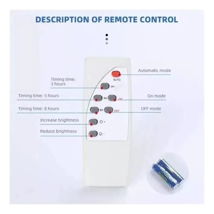 FOCO SOLAR LED BLANCO 100W CON CONTROL REMOTO PARA EXTER - 4