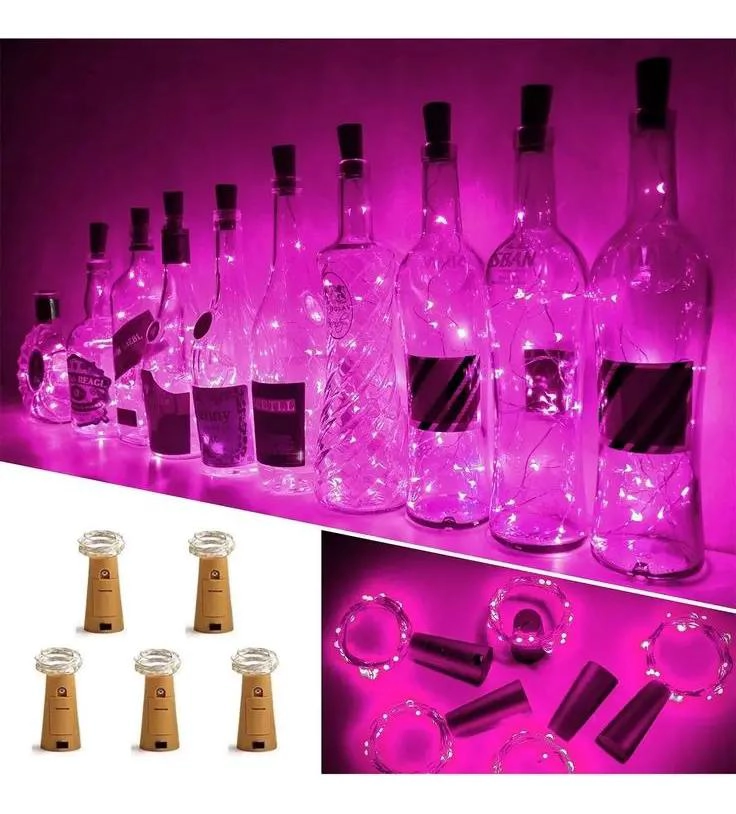 PACK 12 CORCHOS SOLARES CON LUZ FUCSIA DE 2M - 3