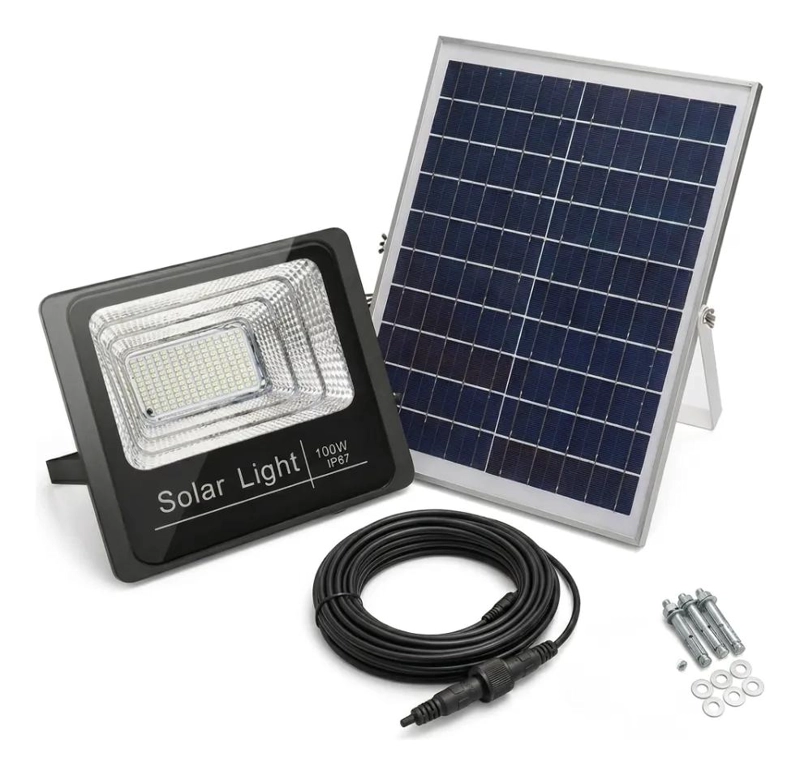 FOCO REFLECTOR SOLAR LED 100W EXTERIOR IP67 CON PANEL - 1