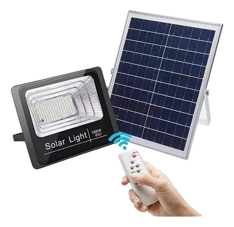 FOCO REFLECTOR SOLAR LED 100W EXTERIOR IP67 CON PANEL - 2