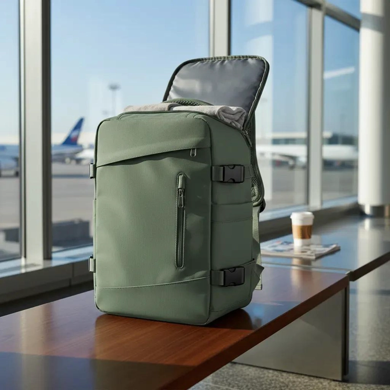 MOCHILA IMPERMEABLE ESPACIOSA PARA CABINA DE AVION - 2