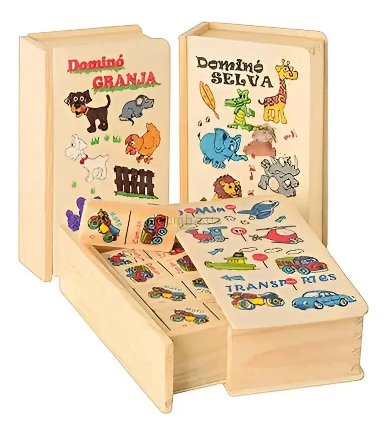 DOMINO DIDACTICO DE MADERA PARA NIÑOS CON ILUSTRACIONES COLORIDAS - 2