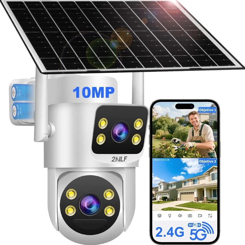 CAMARA DE SEGURIDAD SOLAR WIFI 10MP CON DOBLE LENTE Y DUO - 1