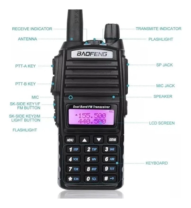 RADIO TRANSMISOR PORTATIL UV-82 CON FUNCION VOX - 5