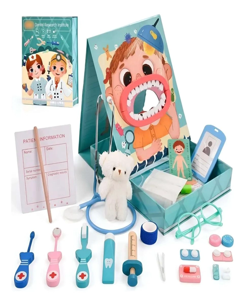 SET DIDACTICO DE MADERA DOCTOR Y DENTISTA PARA NIÑOS - 3