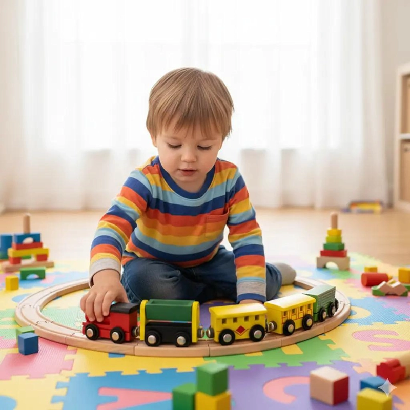 LOCOMOTORA DE MADERA DIDACTICA PARA NIÑOS - 2