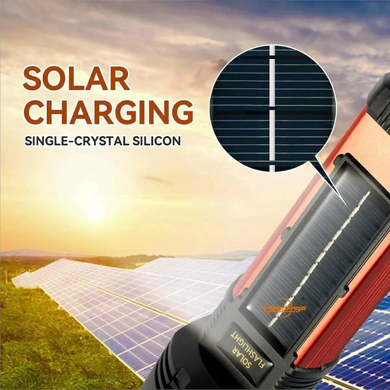 LINTERNA TACTICA RECARGABLE SOLAR USB LUZ BLANCA - 4