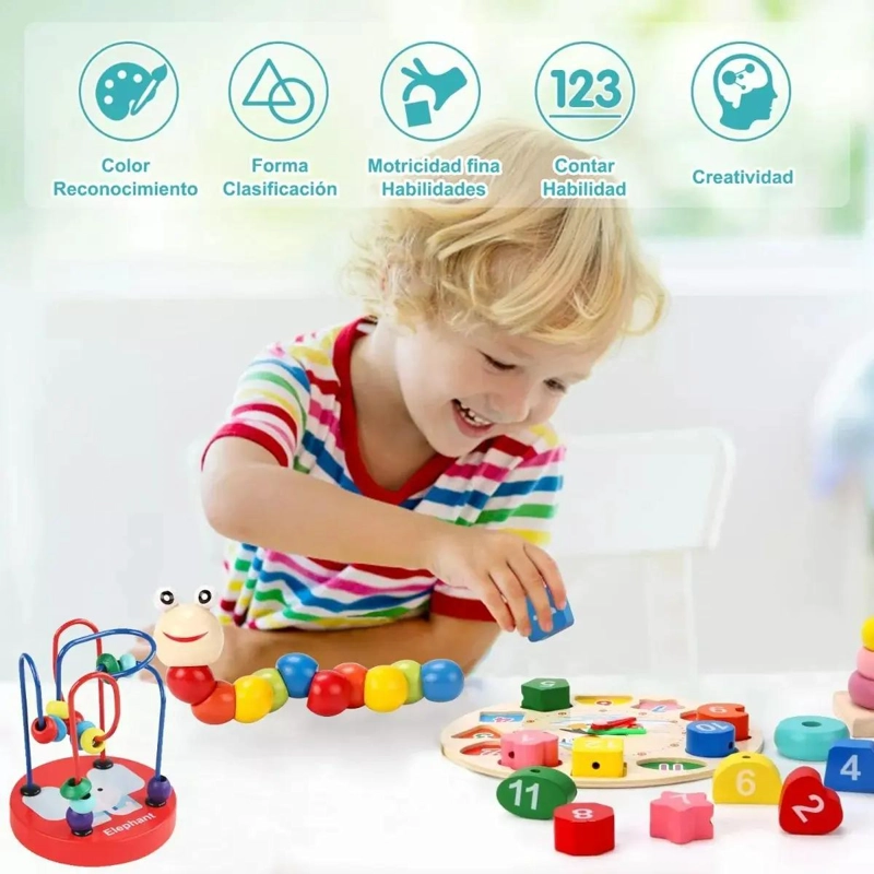 PACK 6 JUGUETES DIDACTICOS DE MADERA MONTESSORI - 2