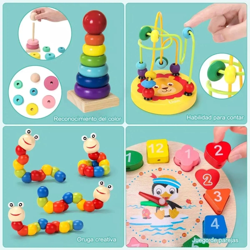 PACK 6 JUGUETES DIDACTICOS DE MADERA MONTESSORI - 4