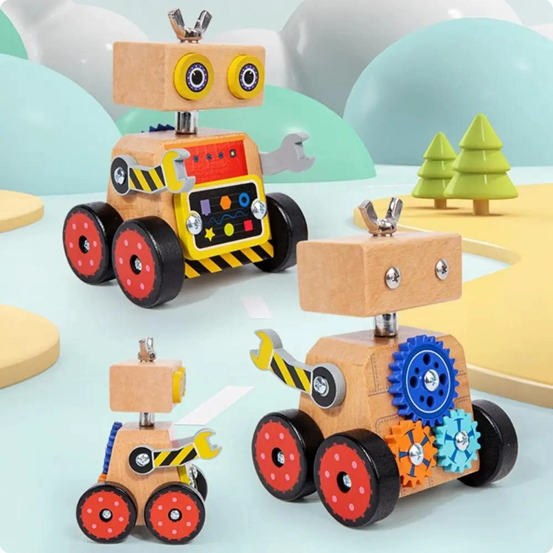 ROBOT DE MADERA MONTESSORI CON ENGRANAJES EDUCATIVOS - 3