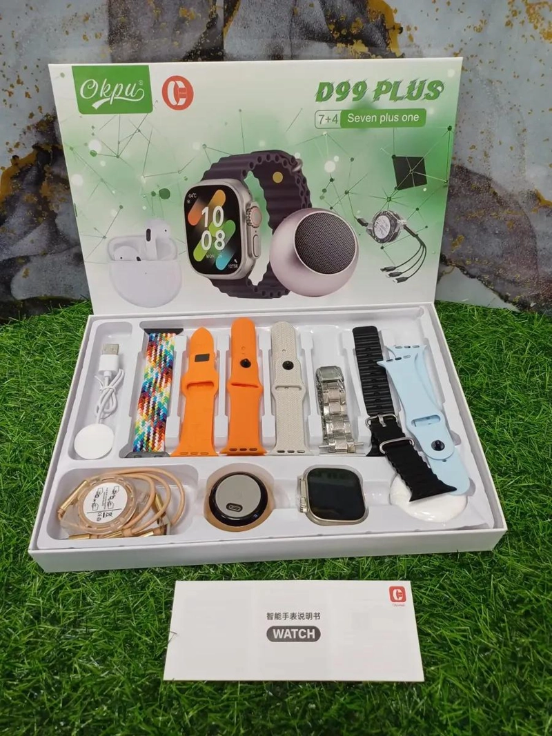 KIT SMARTWATCH D99 PLUS CON AUDIFONOS, PARLANTE Y CORREAS - 4