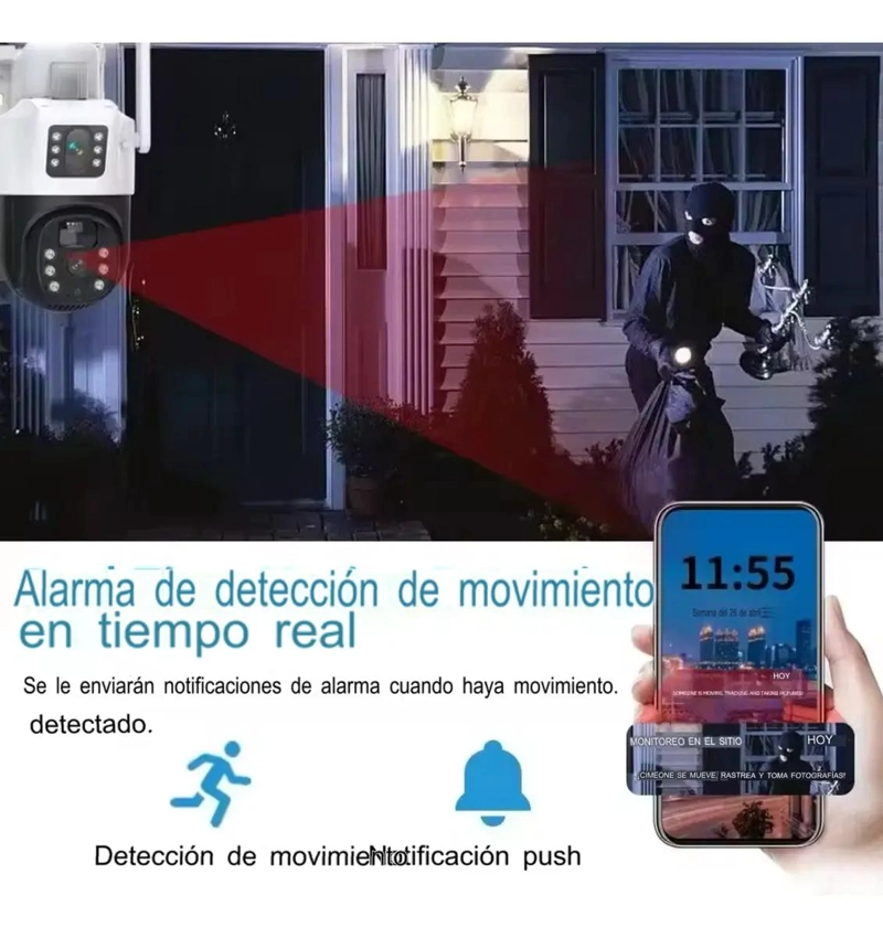 CAMARA DE SEGURIDAD SOLAR WIFI EXTERIOR PTZ 360° HD - 5
