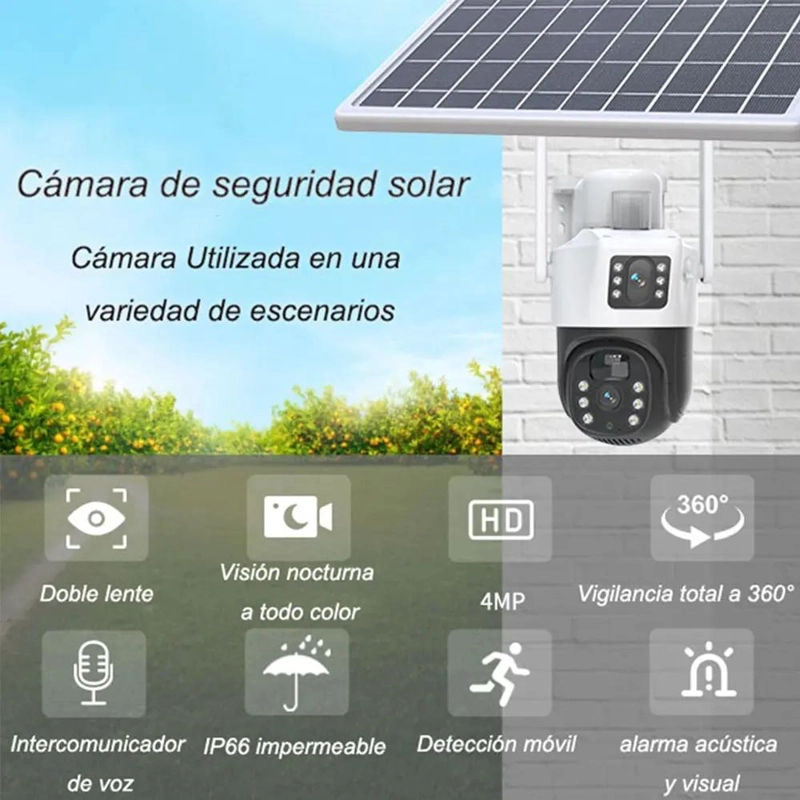 CAMARA SOLAR EXTERIOR WIFI 360° DOBLE LENTE 4MP - 2