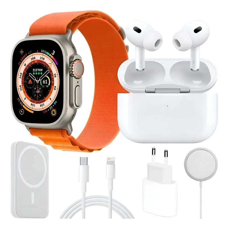 GENÉRICO COMBO RELOJ INTELIGENTE X8 ULTRA, AUDIFONOS IN EAR Y BANK