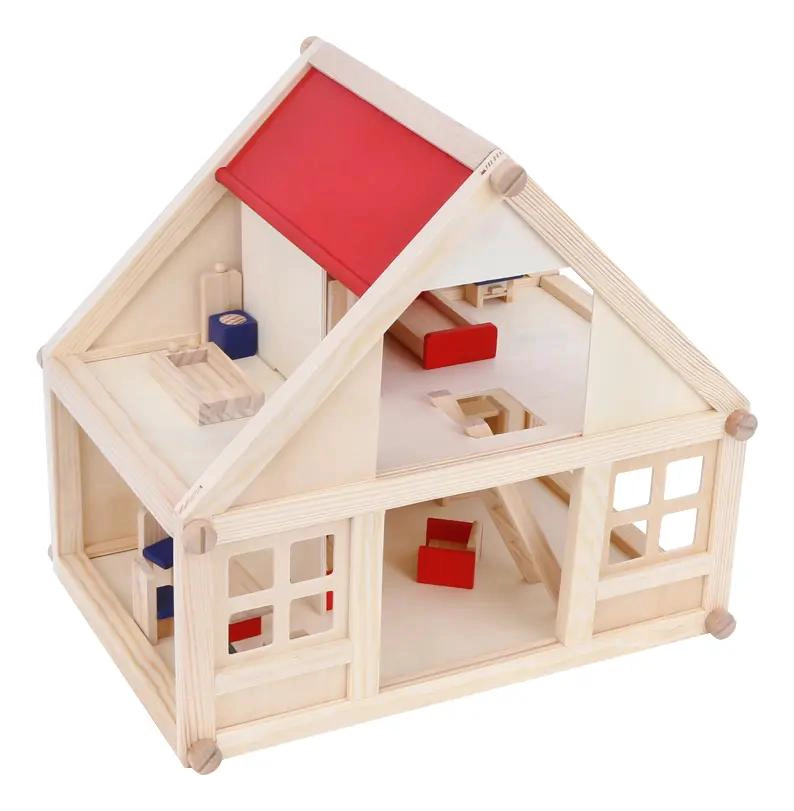 CASA DE MADERA CON MINI MUEBLES PARA MUÑECAS - 2