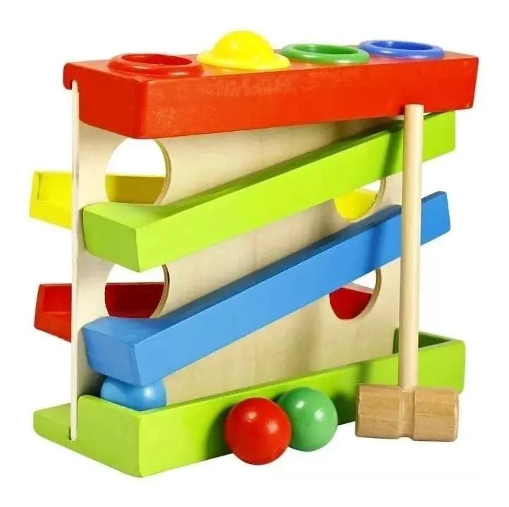 PISTA DE 4 NIVELES CON MARTILLO DE MADERA Y 4 PELOTAS - 2