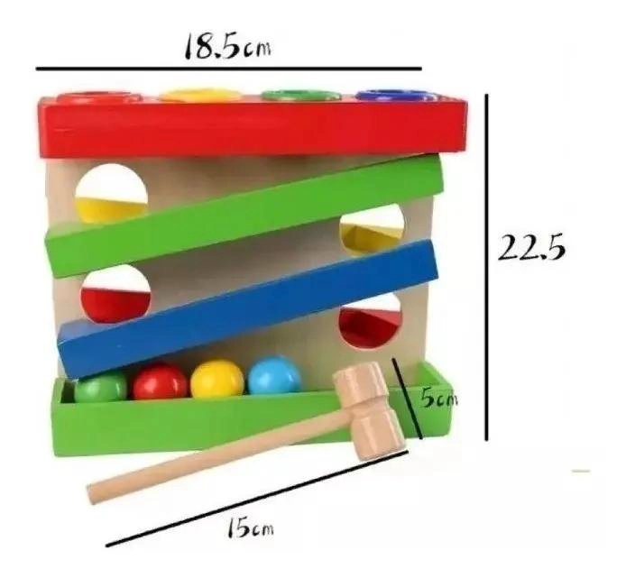 PISTA DE 4 NIVELES CON MARTILLO DE MADERA Y 4 PELOTAS - 3