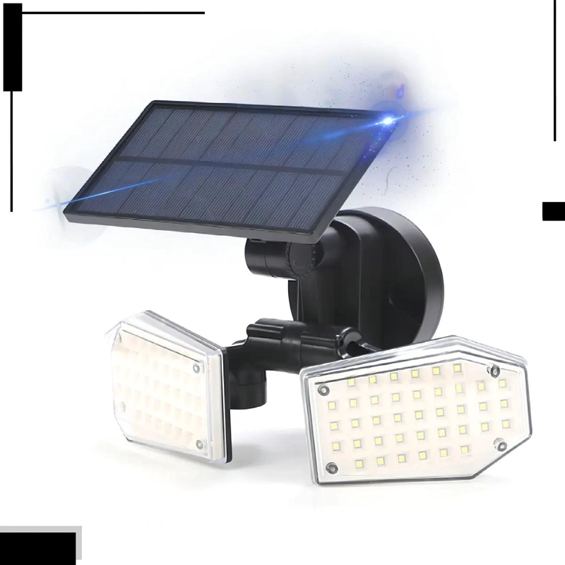 LAMPARA SOLAR NEGRA CON LUZ FRIA 6500K - 1
