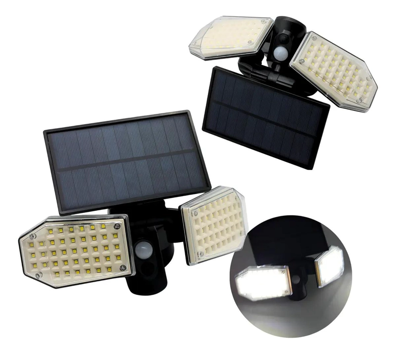 LAMPARA SOLAR NEGRA CON LUZ FRIA 6500K - 2