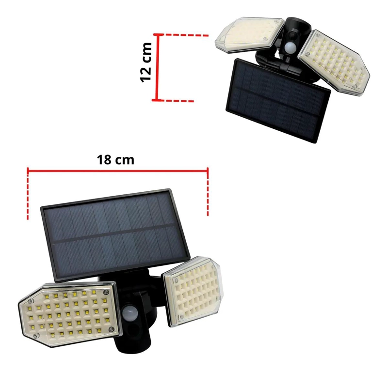 LAMPARA SOLAR NEGRA CON LUZ FRIA 6500K - 3
