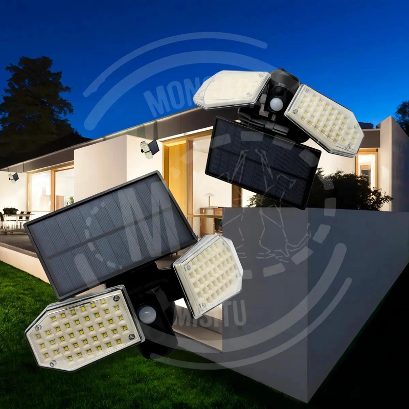 LAMPARA SOLAR NEGRA CON LUZ FRIA 6500K - 4