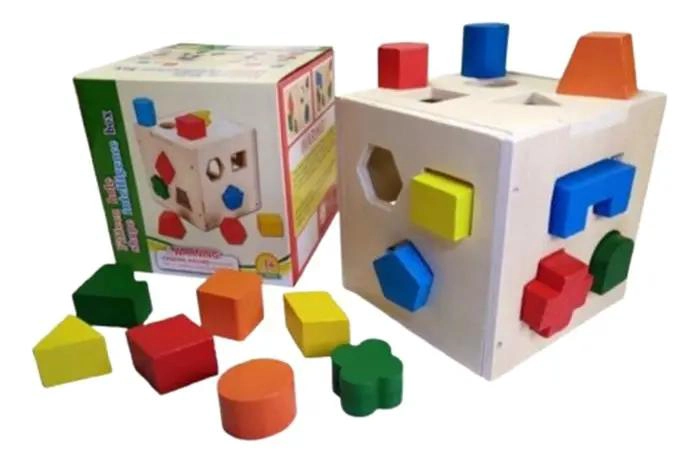 CUBO DIDACTICO DE MADERA CON FIGURAS GEOME TRICAS - 5