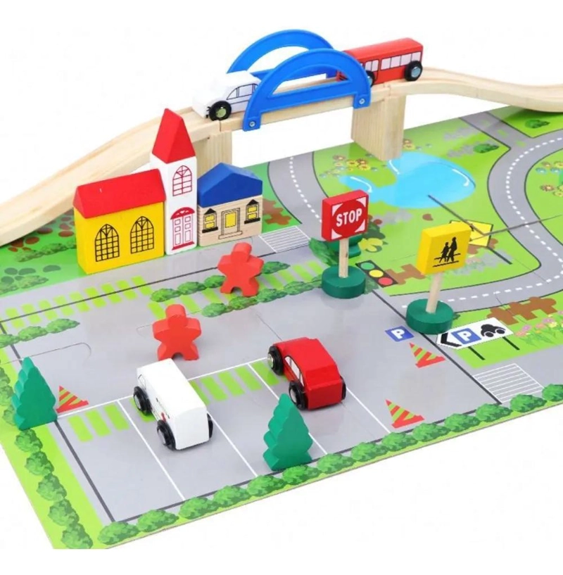 PISTA DE MADERA CON PUENTE PARA JUEGO MONTESSORI - 2