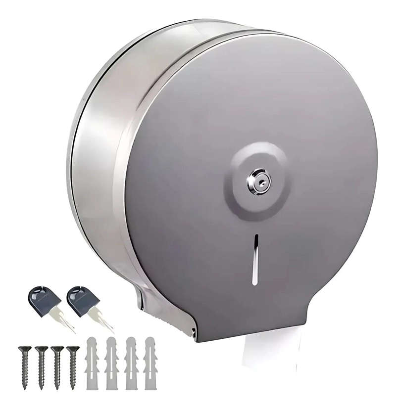 DISPENSADOR PAPEL HIGIE NICO ACERO INOXIDABLE CON LLAVE - 1