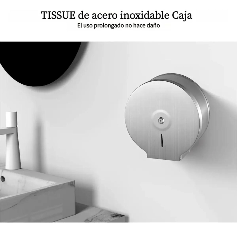 DISPENSADOR PAPEL HIGIE NICO ACERO INOXIDABLE CON LLAVE - 3