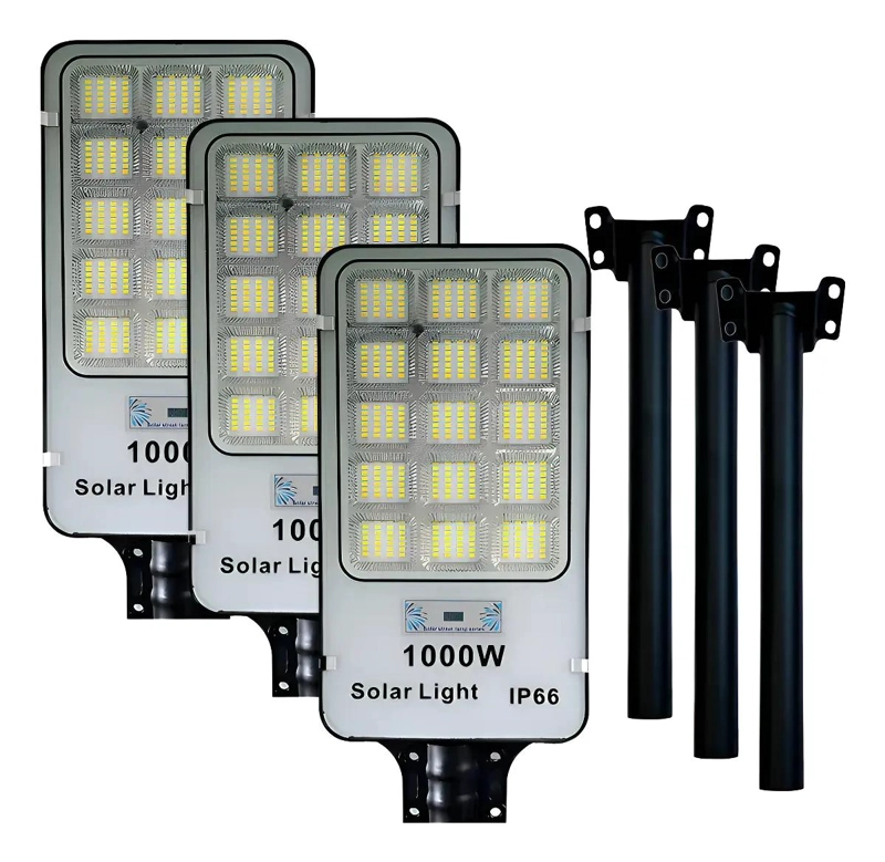 PACK 3 FOCOS LED SOLARES POTENTES PARA EXTERIOR 1000W - 1