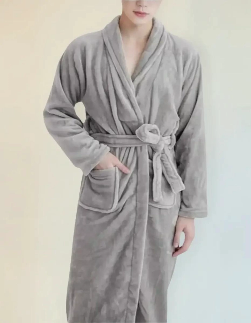 BATA DE BAÑO TIPO SPA DE POLAR PARA HOMBRE - 1