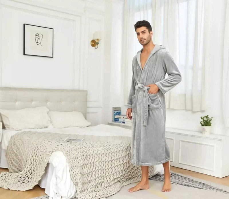 BATA DE BAÑO TIPO SPA DE POLAR PARA HOMBRE - 3