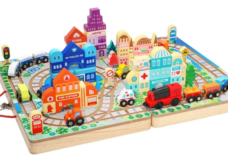 PISTA DE CONSTRUCCION CON BLOQUES DE MADERA MONTESSORI - 1