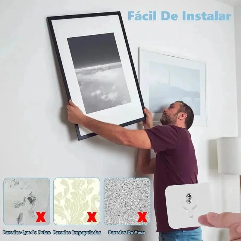 20 GANCHOS ADHESIVOS PARA PARED SOPORTE CUADROS - 5