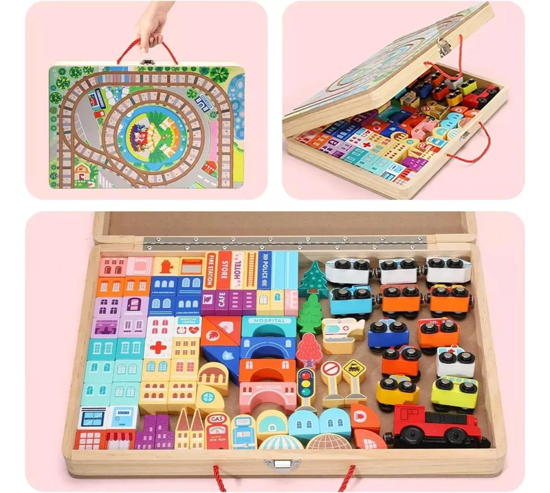 JUEGO DIDACTICO DE CONSTRUCCION CON AUTO-TRENES DE MADERA - 4