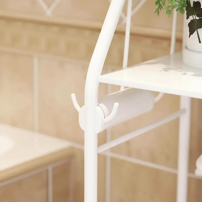 REPISA DE BAÑO BLANCA CON 3 ESTANTES DE METAL - 5