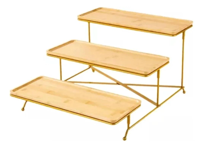 EXHIBIDOR DE MADERA 3 NIVELES PARA EVENTOS Y CATERING - 1