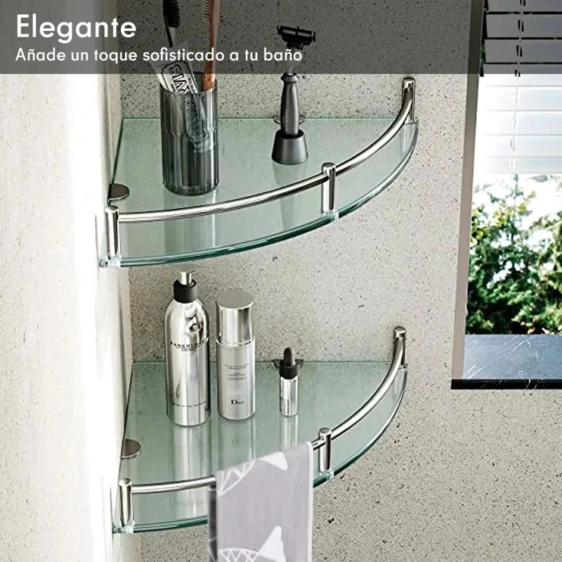 REPISAS ESQUINERAS DE VIDRIO TEMPLADO PARA BAÑO 4 PISOS - 4