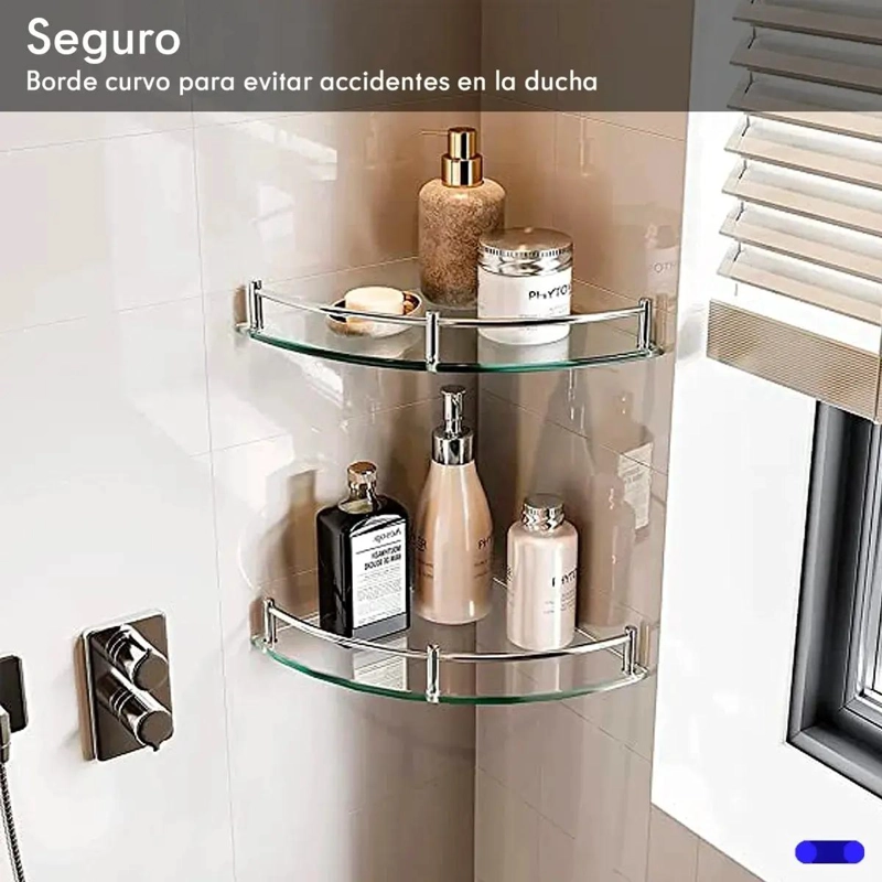 REPISAS ESQUINERAS DE VIDRIO TEMPLADO PARA BAÑO 4 PISOS - 5