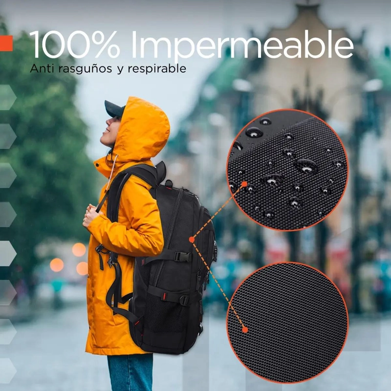 MOCHILA IMPERMEABLE PARA NOTEBOOK EN NYLON RESISTENTE - 1