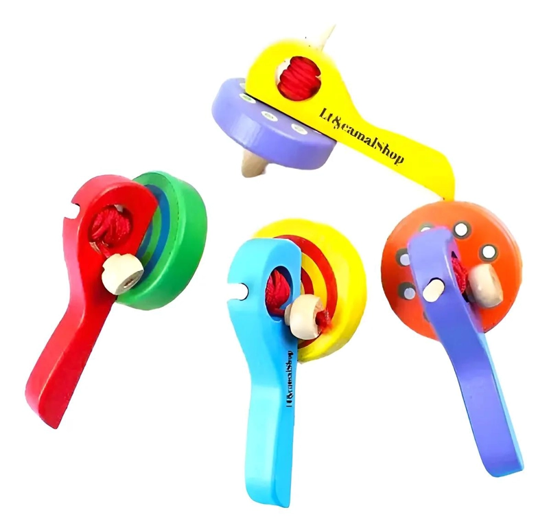 SET DE 12 TROMPOS DE MADERA PARA NIÑOS - 1