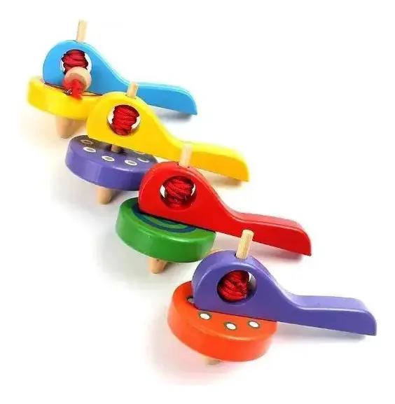 SET DE 12 TROMPOS DE MADERA PARA NIÑOS - 3