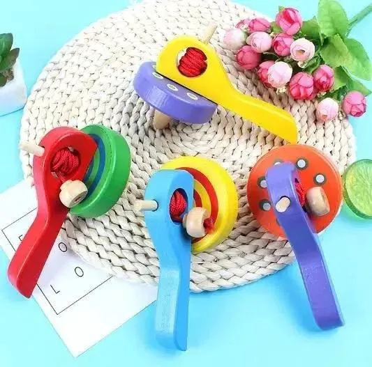 SET DE 12 TROMPOS DE MADERA PARA NIÑOS - 4