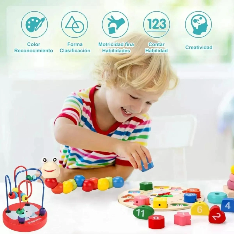 PACK 6 JUGUETES DIDACTICOS DE MADERA MONTESSORI - 2