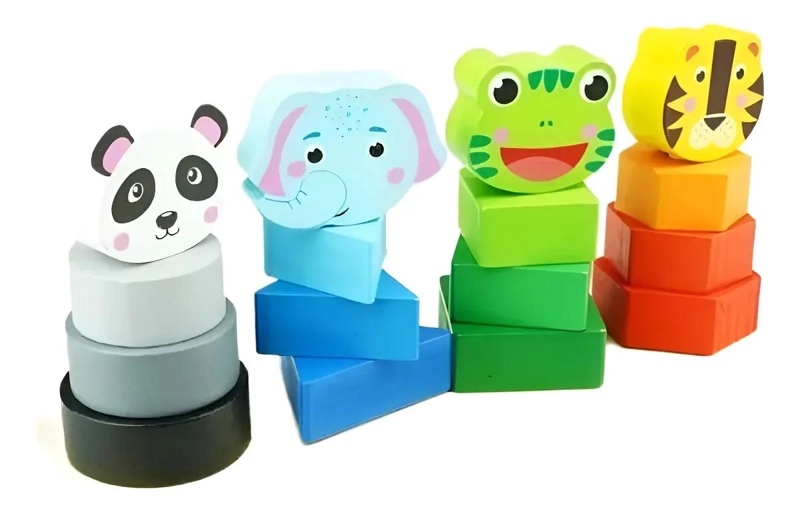 TORRE DE ENCAJE DIDACTICA CON ANIMALES Y FIGURAS - 1