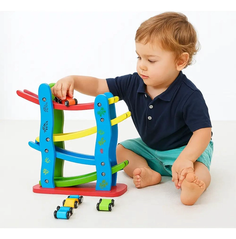 PISTA DE CARRERAS DE MADERA PARA NIÑOS - 5