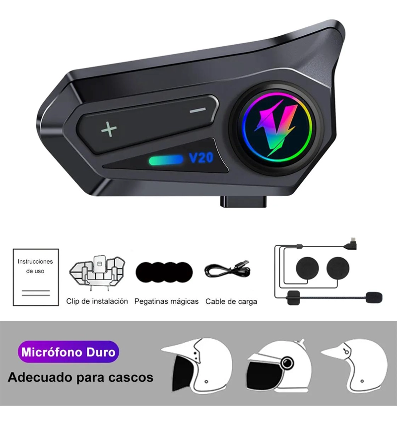 INTERCOMUNICADOR BLUETOOTH 5.3 PARA CASCO IPX6 - 2