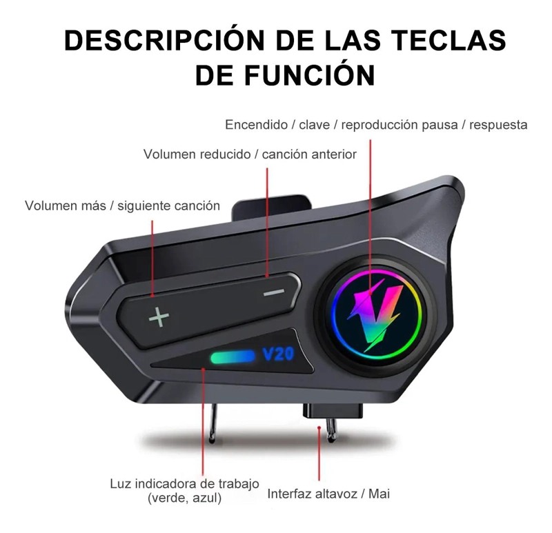 INTERCOMUNICADOR BLUETOOTH 5.3 PARA CASCO IPX6 - 5