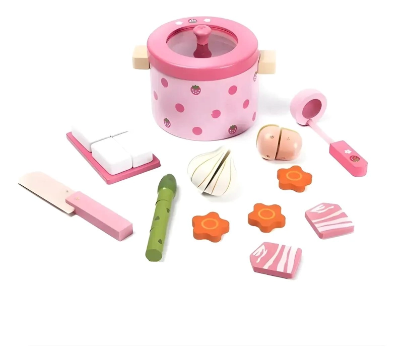 OLLA DE JUGUETE CON ACCESORIOS DE MADERA EDUCATIVA - 1
